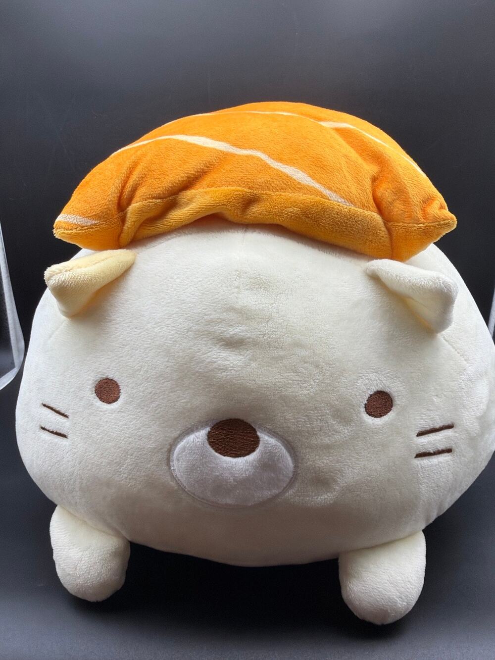 San-X Sumikko Gurashi Neko Salmon Nigiri Sushi Cat 15” Plush Round1 Kawaii